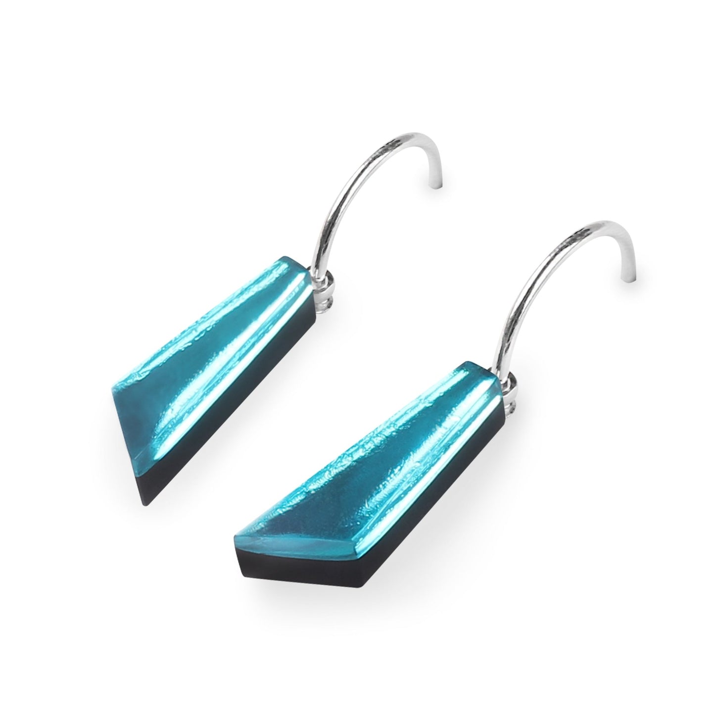 Teal Icicle Shiny Short Creole Earrings | The Jewellery Stop