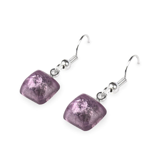 Rainbow Cabouchon Squares Shiny Fish Hook Earrings | The Jewellery Stop