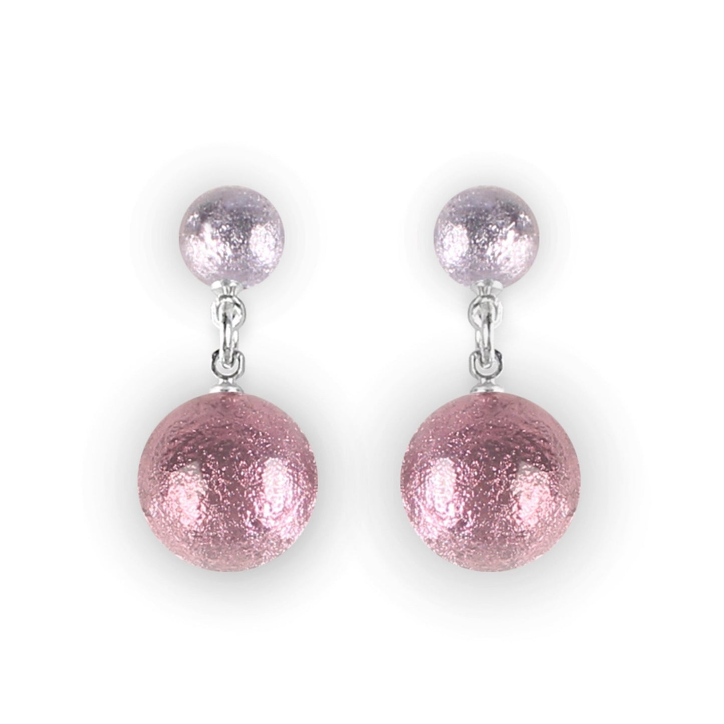 Blush Cabouchon Shiny Double Drop Stud Earrings | The Jewellery Stop