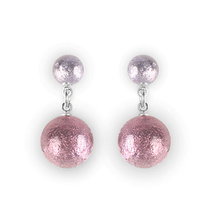 Blush Cabouchon Shiny Double Drop Stud Earrings | The Jewellery Stop