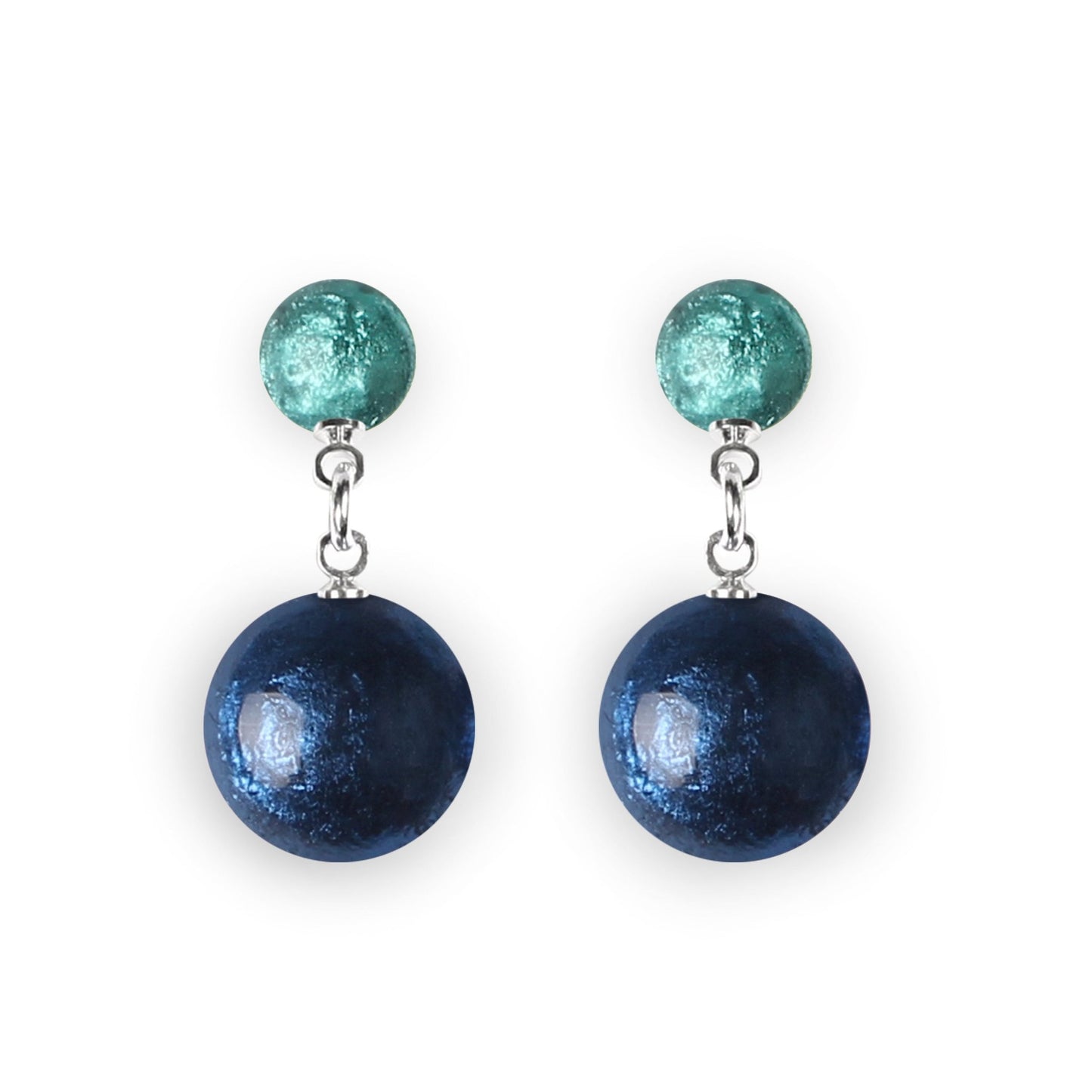 Pacific Cabouchon Shiny Double Drop Stud Earrings | The Jewellery Stop