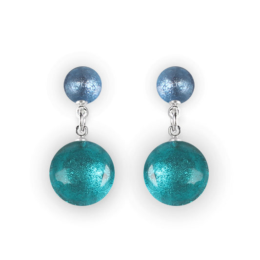 Riviera Cabouchon Shiny Double Drop Stud Earrings