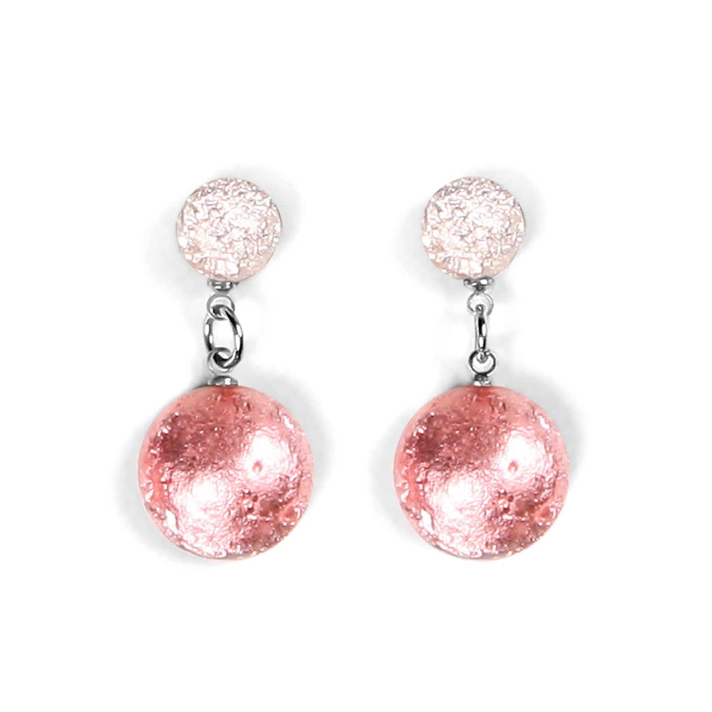 Rose Cabouchon Shiny Double Drop Stud Earrings | The Jewellery Stop