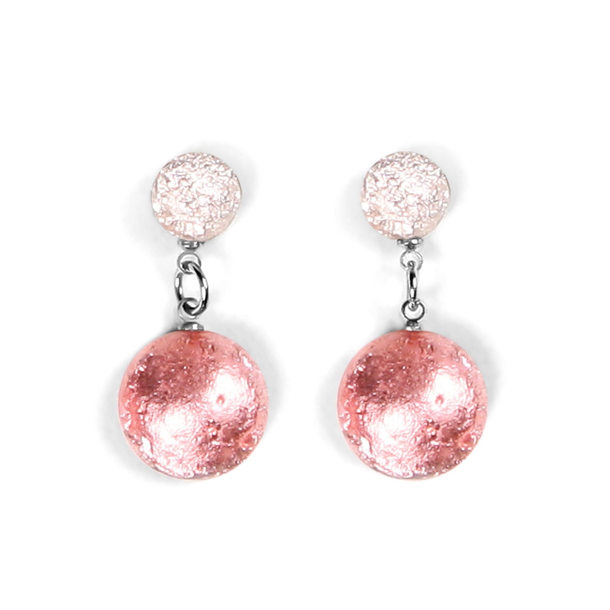 Rose Cabouchon Shiny Double Drop Stud Earrings | The Jewellery Stop