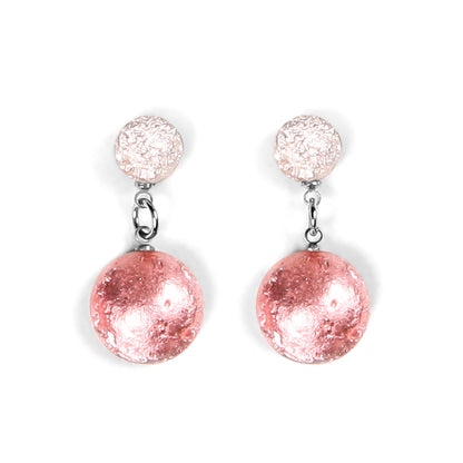 Rose Cabouchon Shiny Double Drop Stud Earrings | The Jewellery Stop