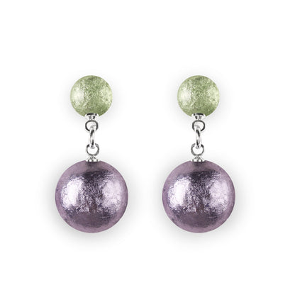 Sherbet Cabouchon Shiny Double Drop Stud Earrings | The Jewellery Stop