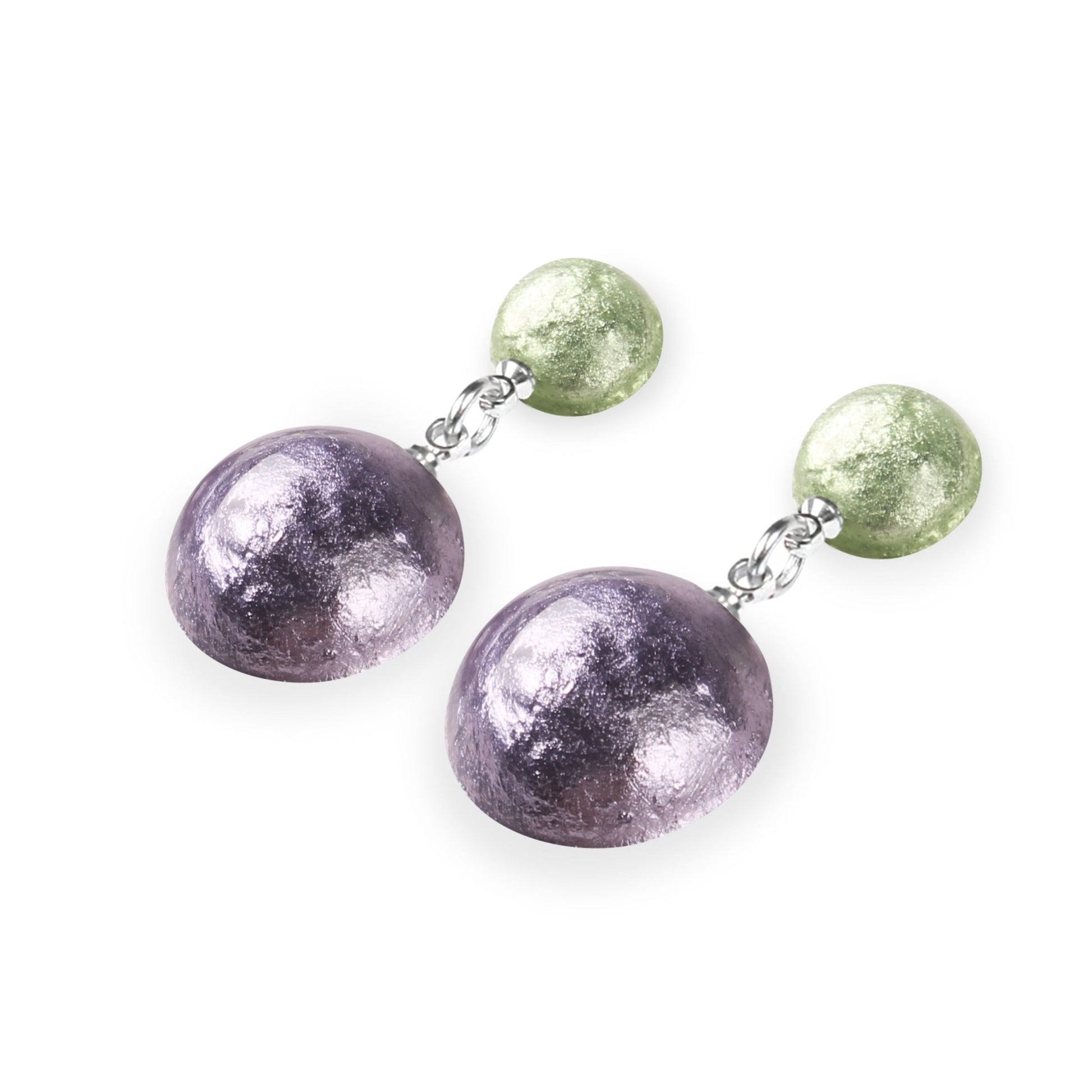 Sherbet Cabouchon Shiny Double Drop Stud Earrings | The Jewellery Stop
