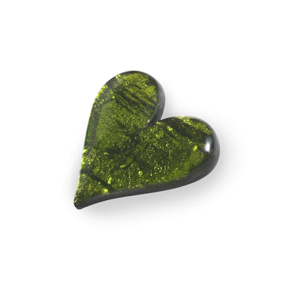 Olive Aztec Heart Shiny Brooch