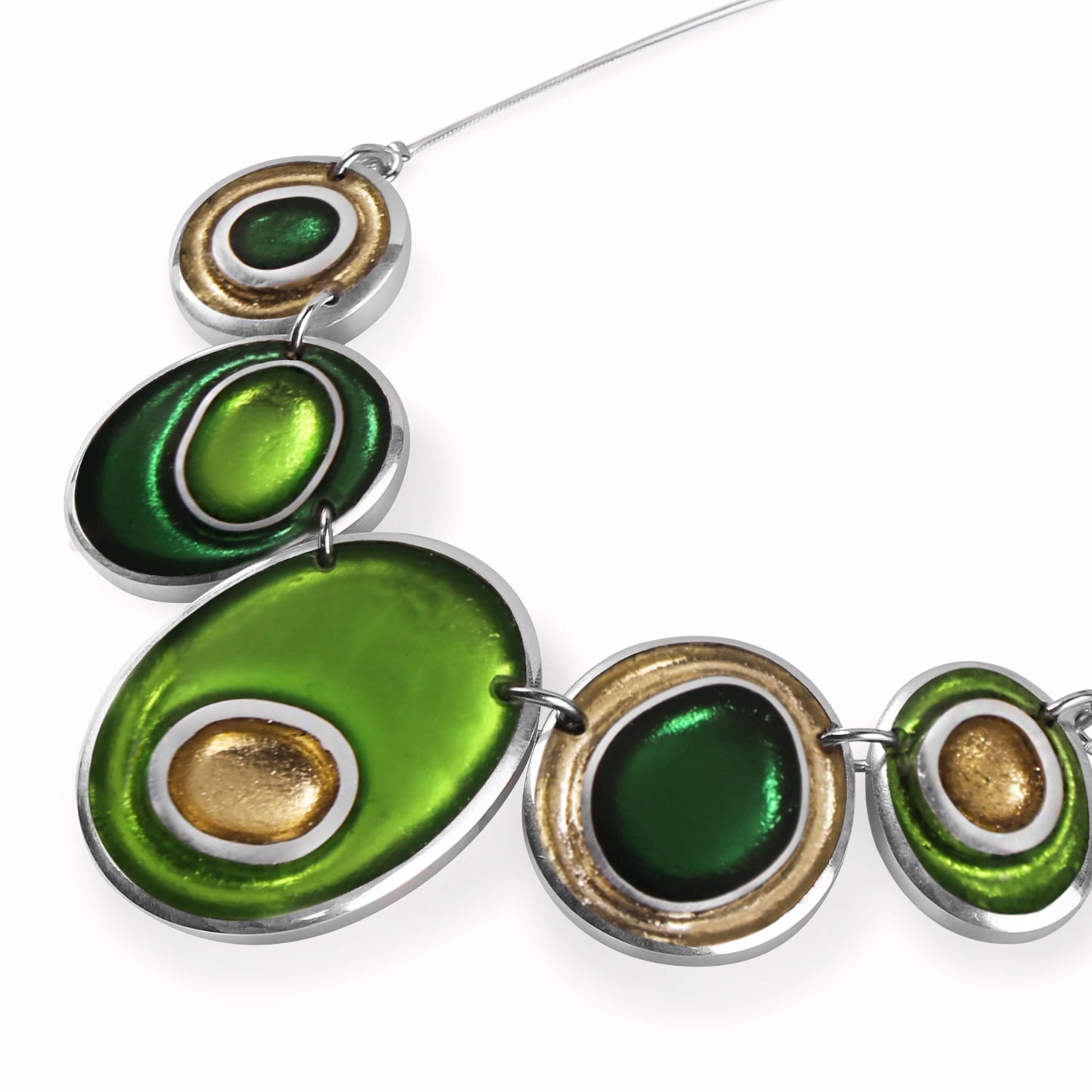 Kiwi Organic Circles Shiny Necklace