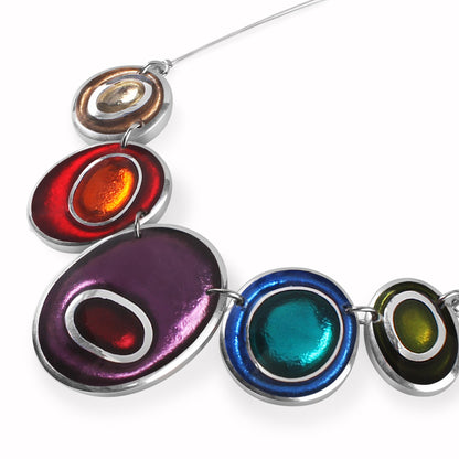 Rainbow Organic Circles Shiny Necklace