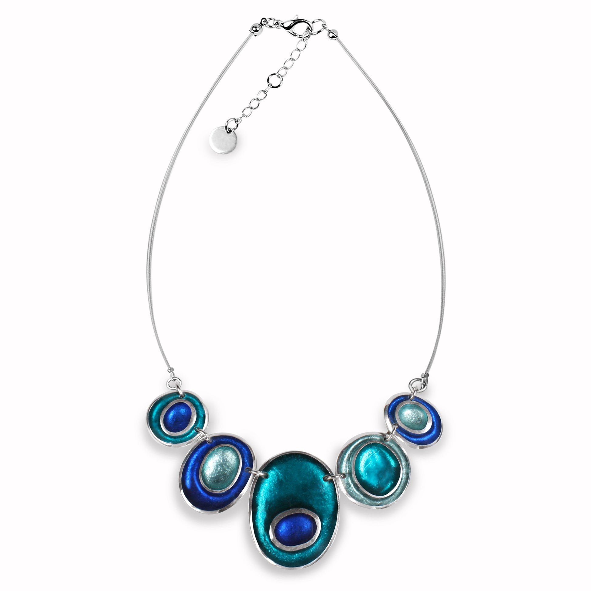Teal Organic Circles Shiny Necklace