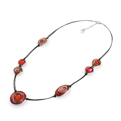Coral Organic Circles Shiny Long Necklace | The Jewellery Stop