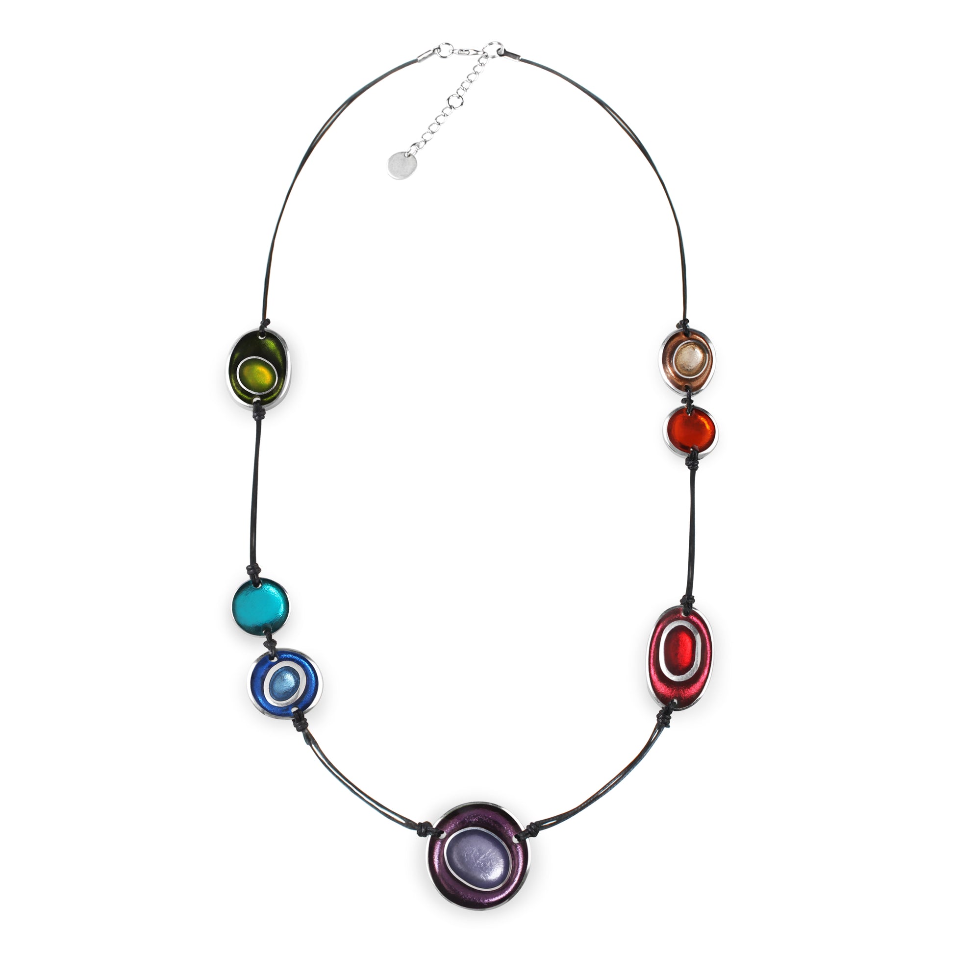 Rainbow Organic Circles Shiny Long Necklace