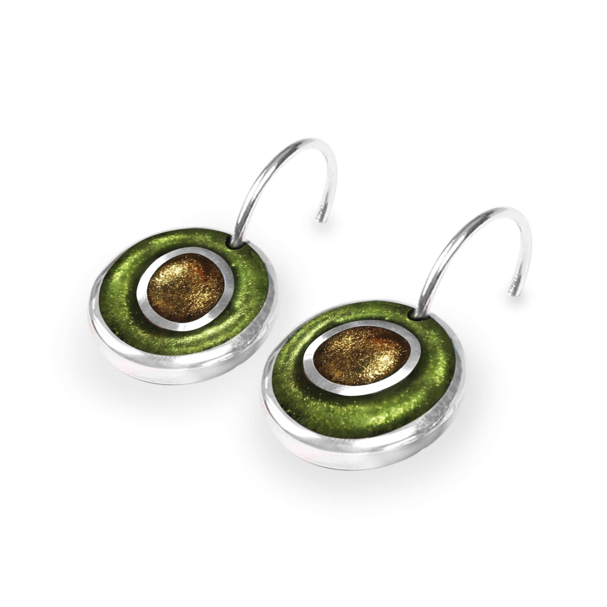 Kiwi Organic Circles Shiny Creole Earrings