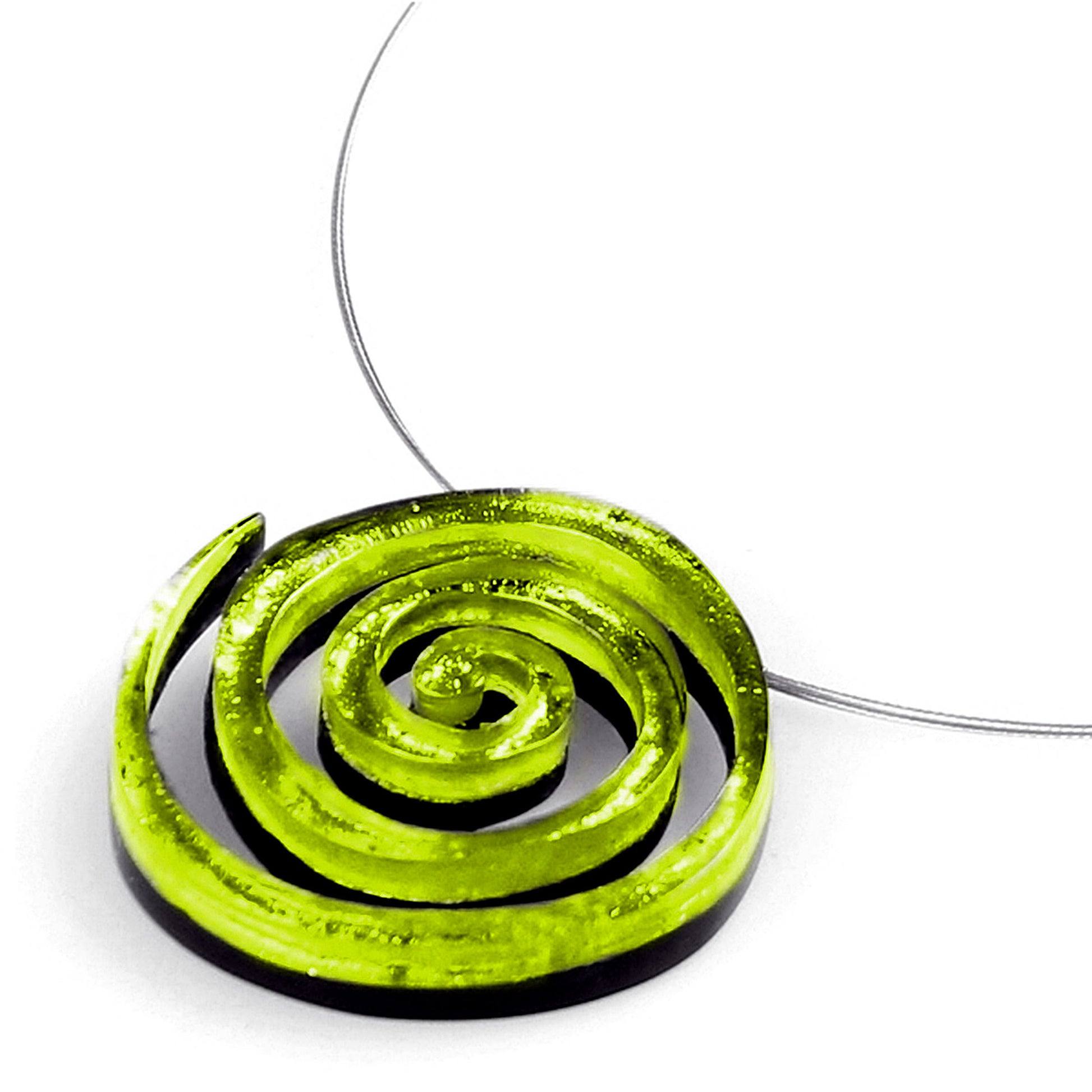 Lime Spirals Shiny Pendant
