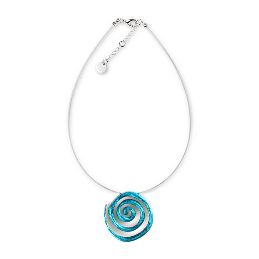 Teal Spirals Shiny Pendant