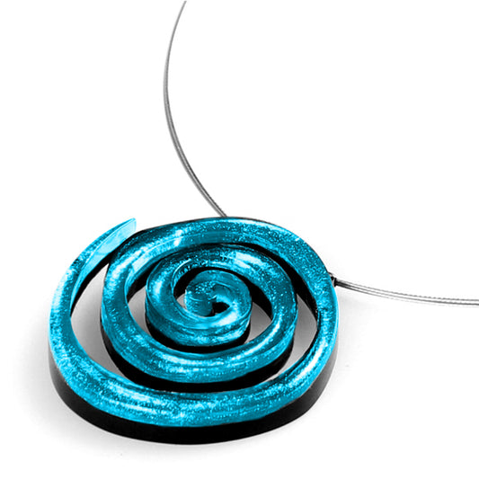 Teal Spirals Shiny Pendant