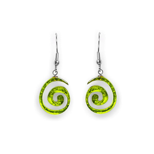 Lime Spirals Shiny Fish Hook Earrings | The Jewellery Stop