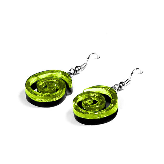 Lime Spirals Shiny Fish Hook Earrings | The Jewellery Stop