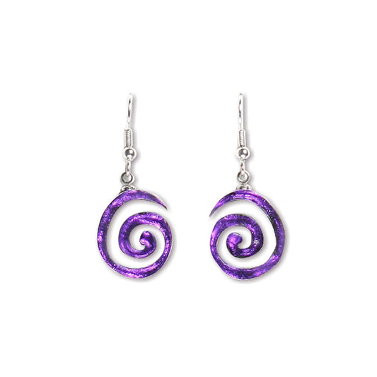 Peacock Spirals Shiny Fish Hook Earrings | The Jewellery Stop