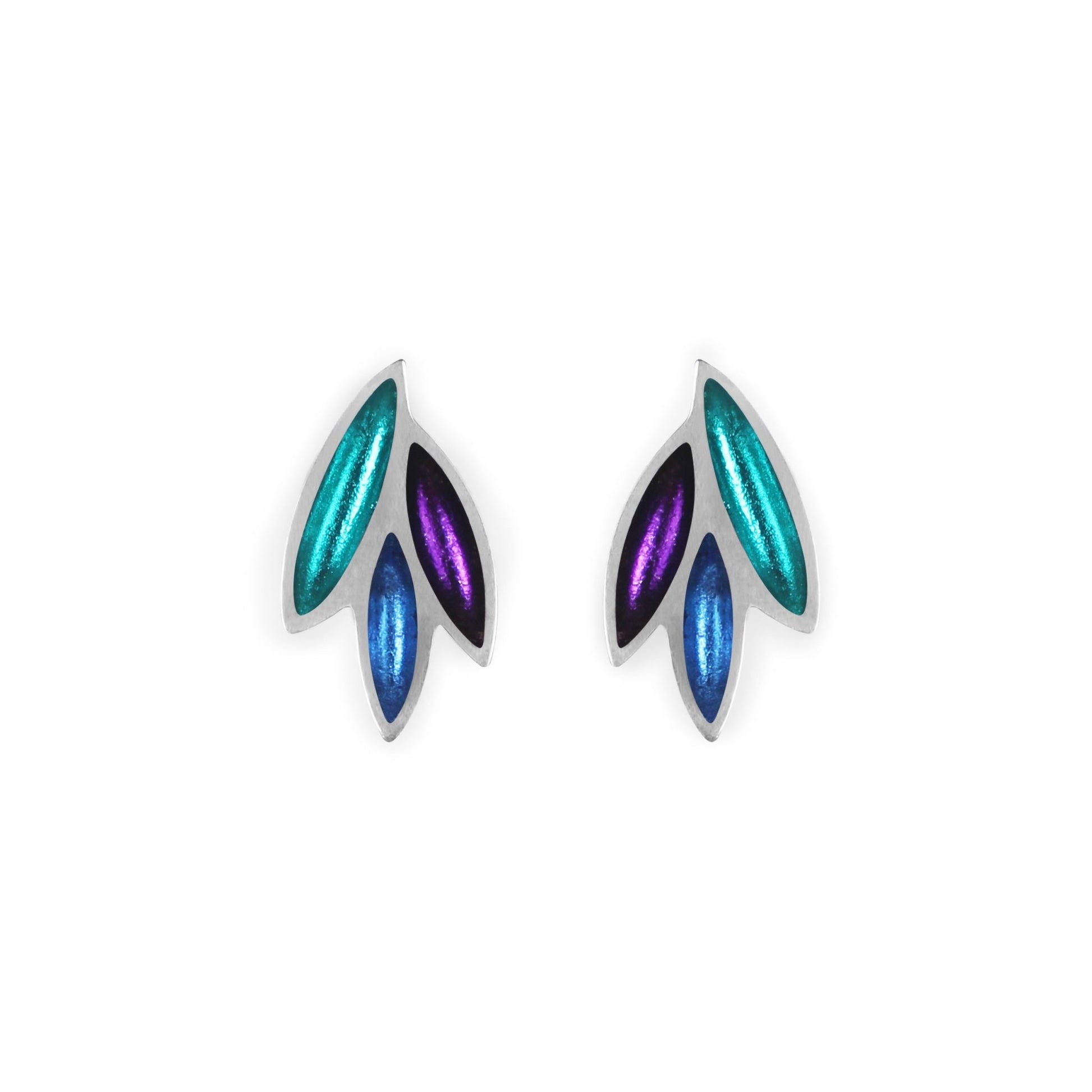 Peacock Bamboo Shoot Shiny Clip Earrings | The Jewellery Stop