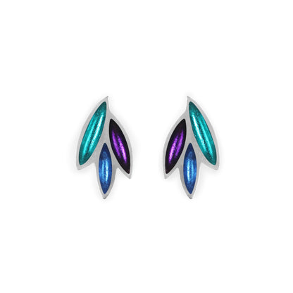 Peacock Bamboo Shoot Shiny Clip Earrings | The Jewellery Stop