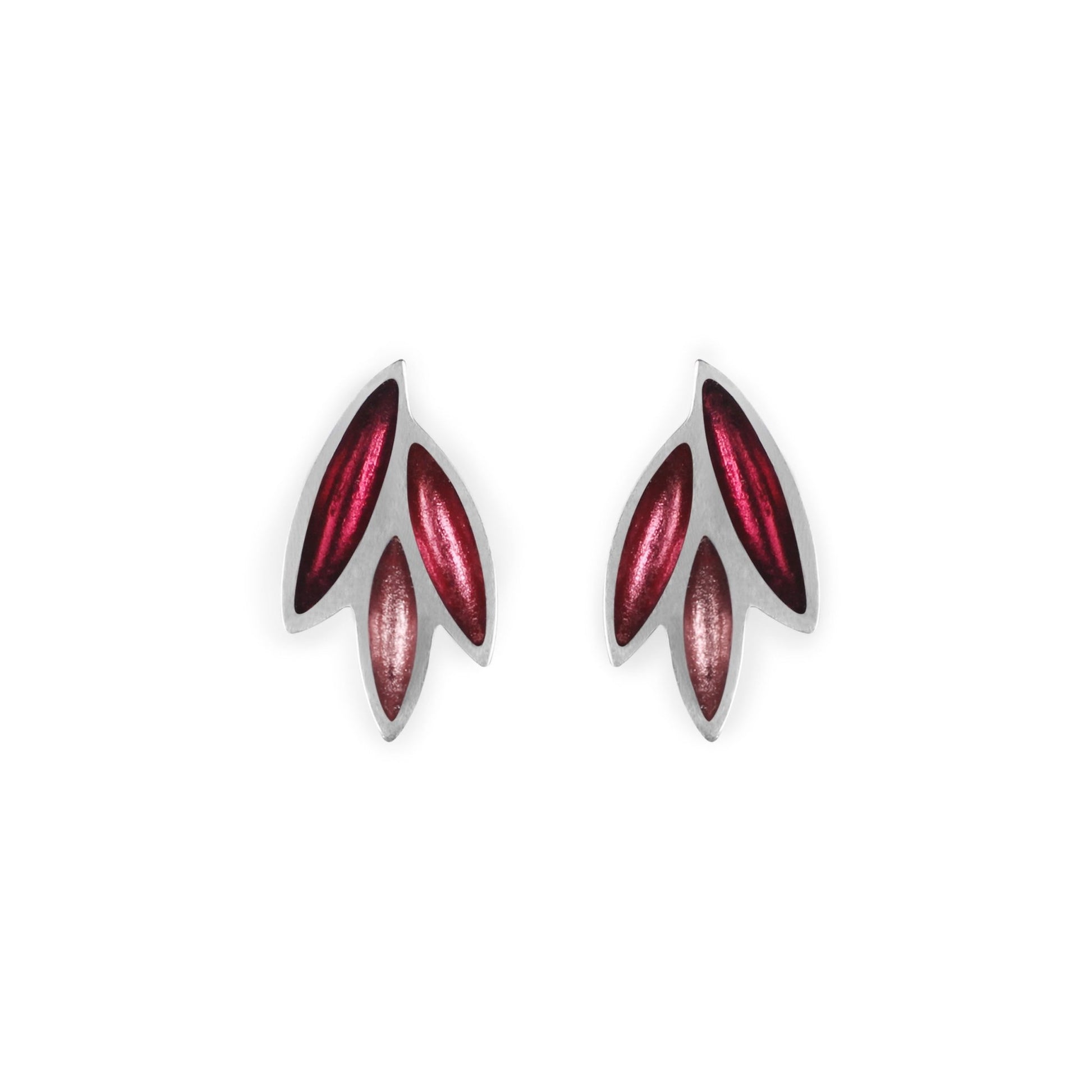 Raspberry Bamboo Shoot Shiny Clip Earrings | The Jewellery Stop