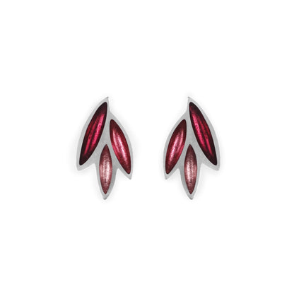 Raspberry Bamboo Shoot Shiny Clip Earrings | The Jewellery Stop