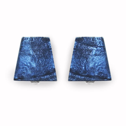 Navy Aztec Shiny Clip Earrings | The Jewellery Stop