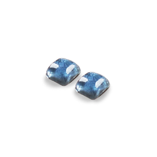 Denim Antique Square Shiny Small Stud Earrings | The Jewellery Stop