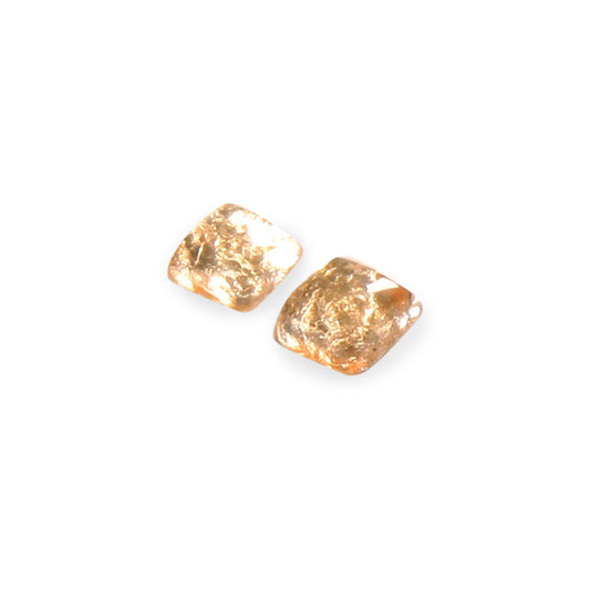 Gold Antique Square Shiny Small Stud Earrings