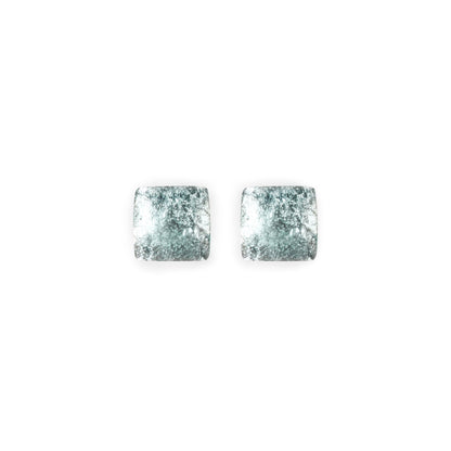 Mint Antique Square Shiny Small Stud Earrings | The Jewellery Stop