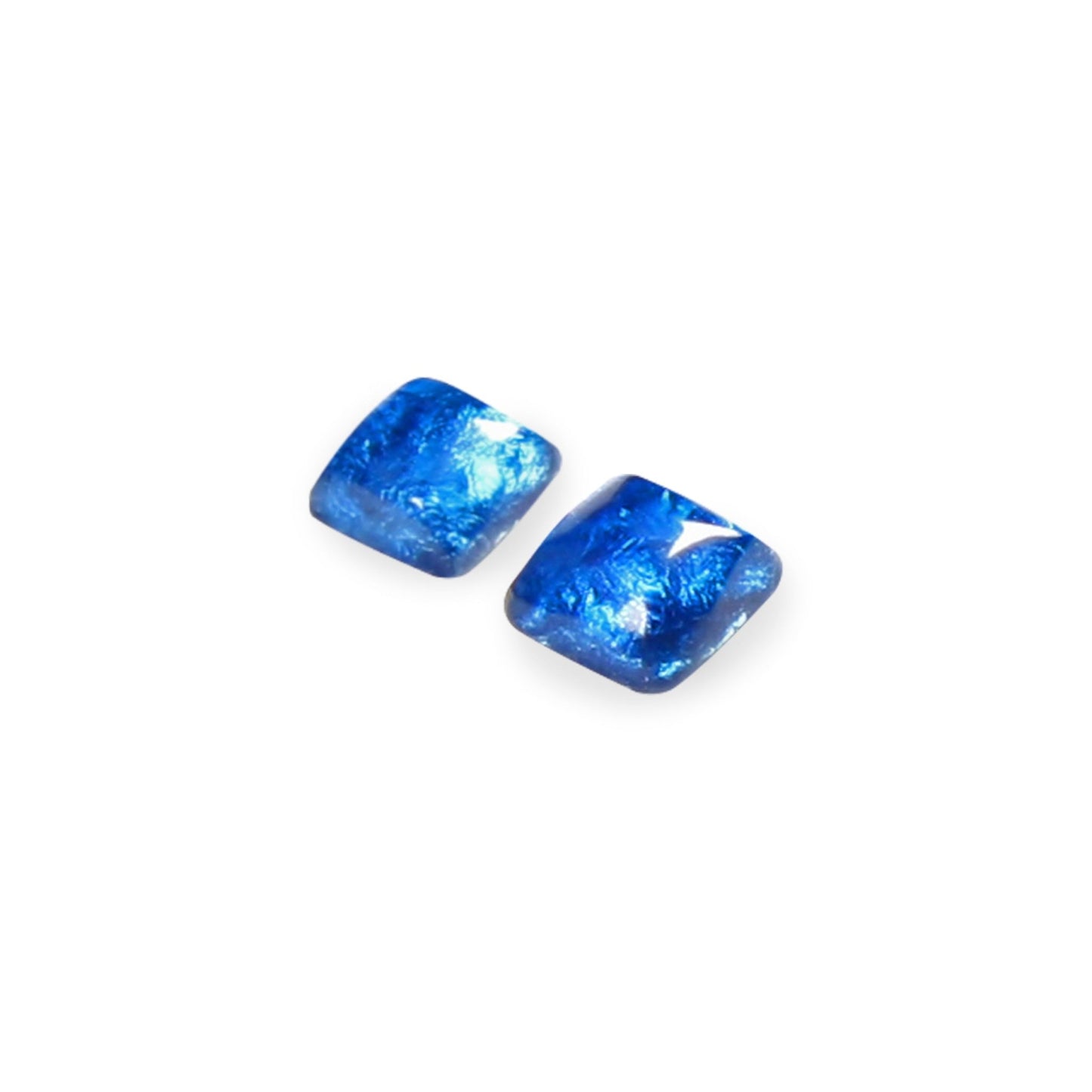 Navy Antique Square Shiny Small Stud Earrings | The Jewellery Stop