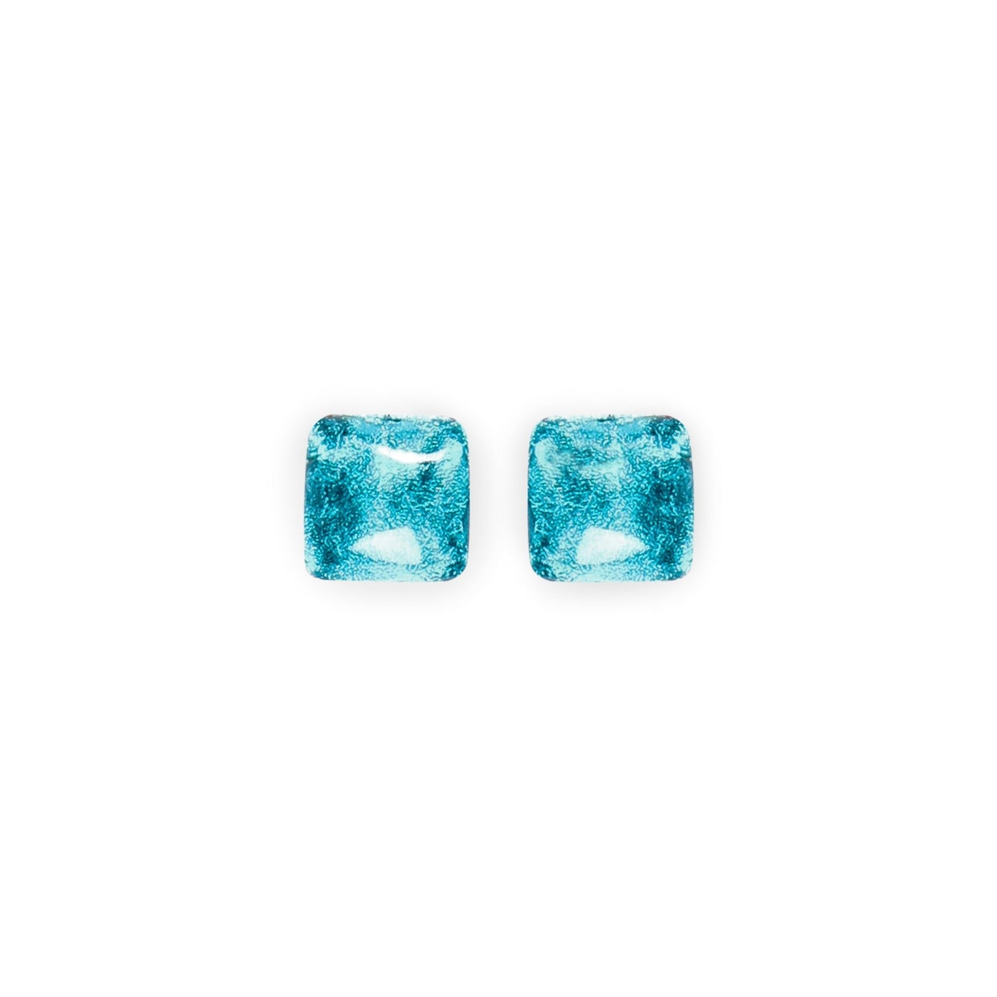 Teal Antique Square Shiny Small Stud Earrings | The Jewellery Stop