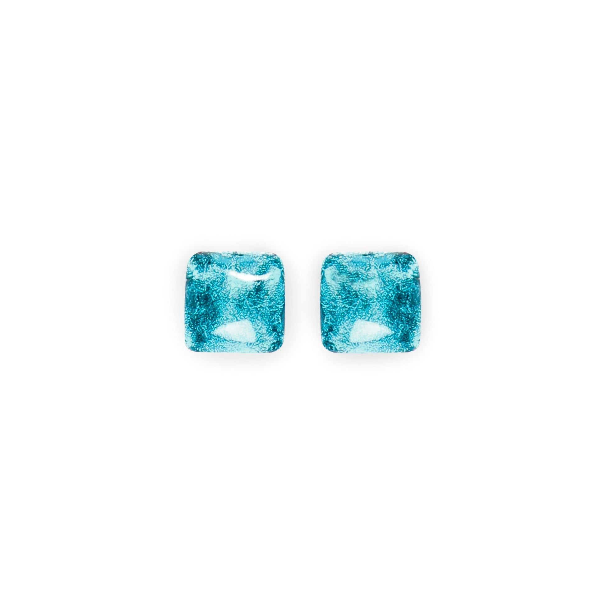 Teal Antique Square Shiny Small Stud Earrings | The Jewellery Stop