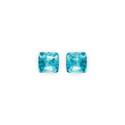 Teal Antique Square Shiny Small Stud Earrings | The Jewellery Stop