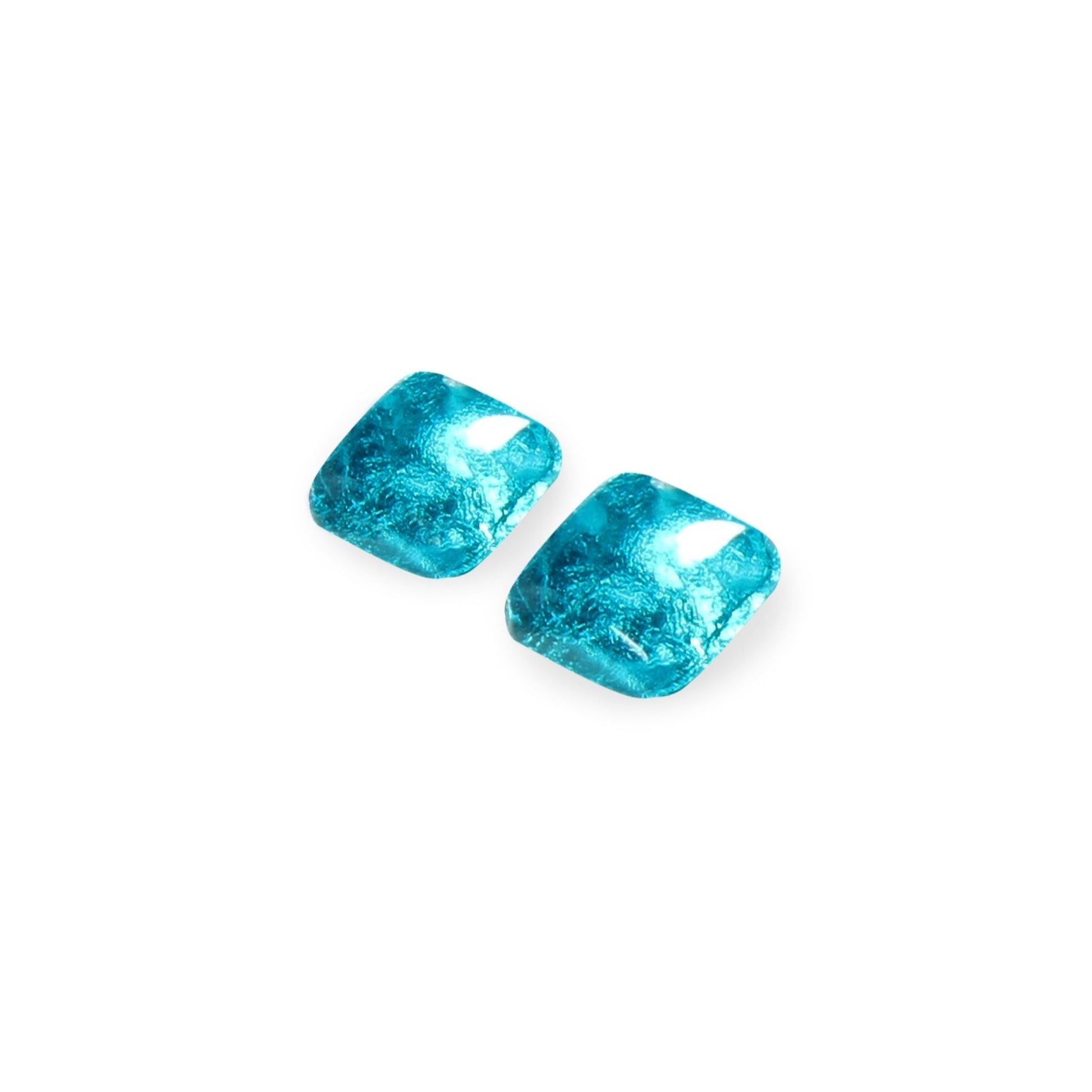 Teal Antique Square Shiny Small Stud Earrings | The Jewellery Stop
