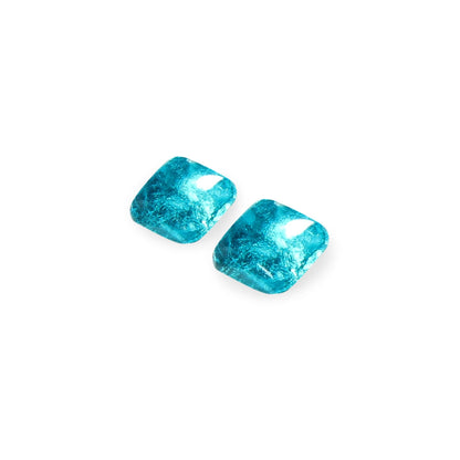 Teal Antique Square Shiny Small Stud Earrings | The Jewellery Stop