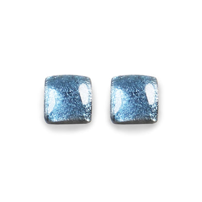 Denim Antique Square Shiny Large Stud Earrings | The Jewellery Stop