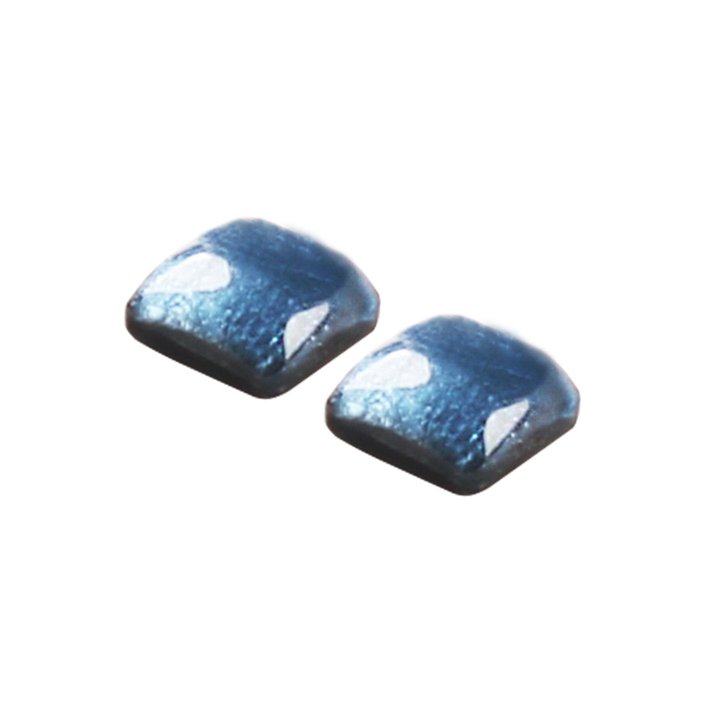 Denim Antique Square Shiny Large Stud Earrings | The Jewellery Stop
