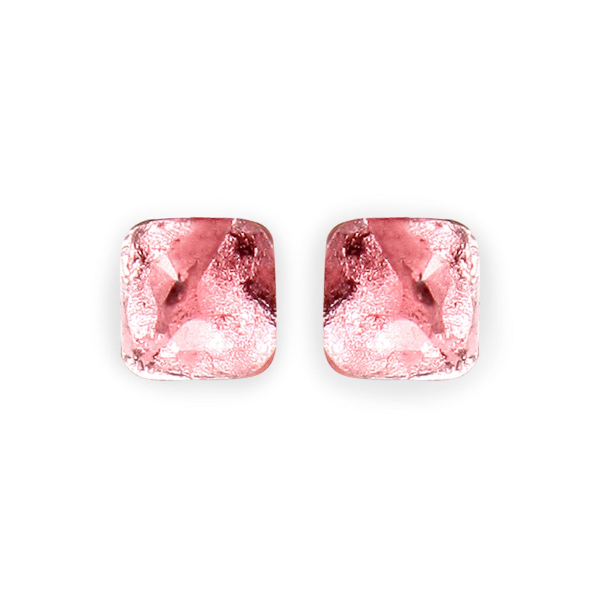Rose Antique Square Shiny Large Stud Earrings | The Jewellery Stop