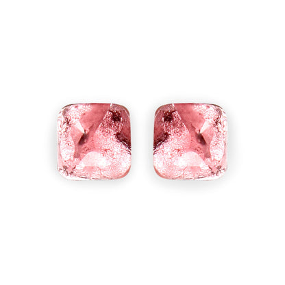 Rose Antique Square Shiny Large Stud Earrings | The Jewellery Stop