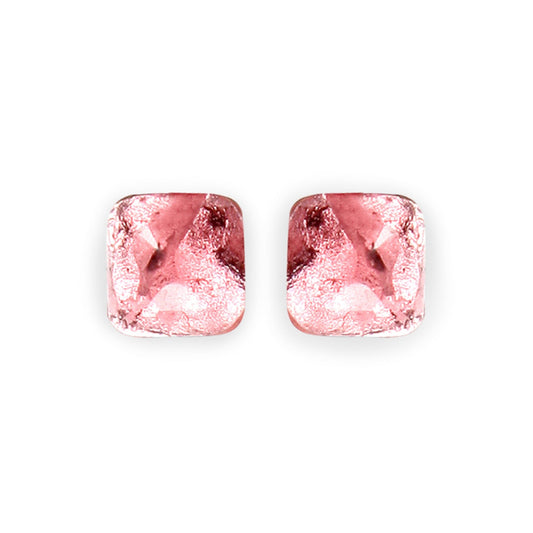 Rose Antique Square Shiny Large Stud Earrings | The Jewellery Stop