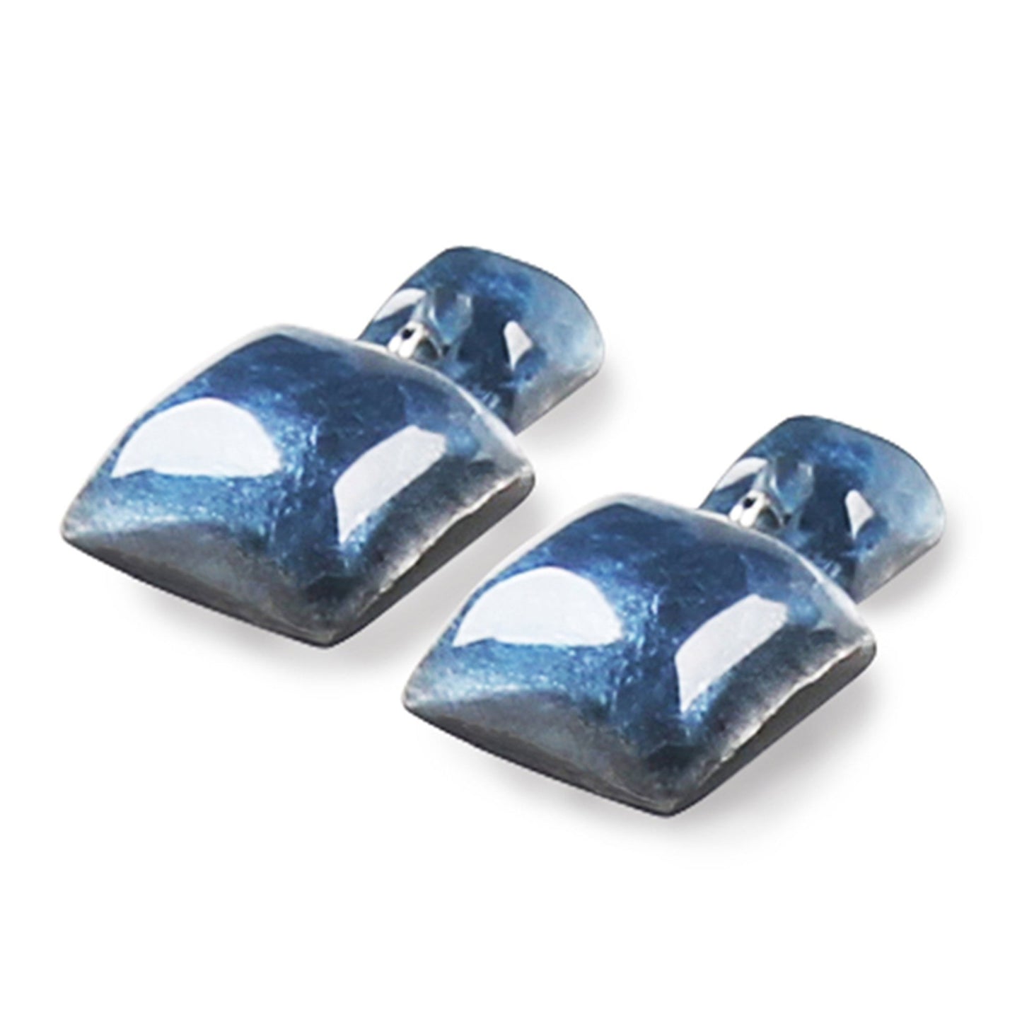 Denim Antique Square Shiny Dangle Stud Earrings | The Jewellery Stop