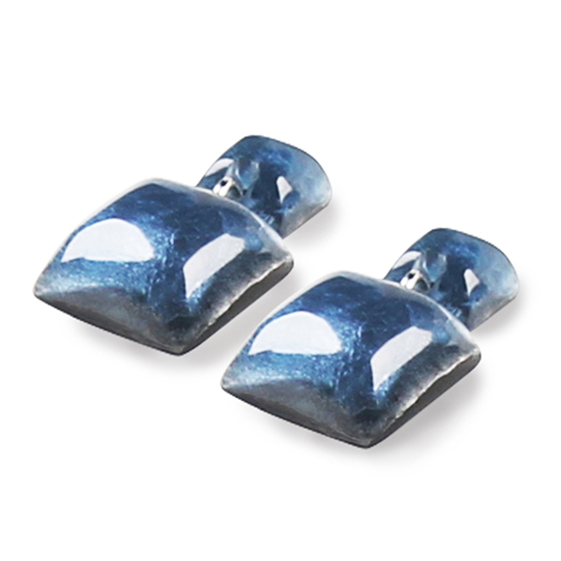 Denim Antique Square Shiny Dangle Stud Earrings | The Jewellery Stop