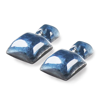 Denim Antique Square Shiny Dangle Stud Earrings | The Jewellery Stop
