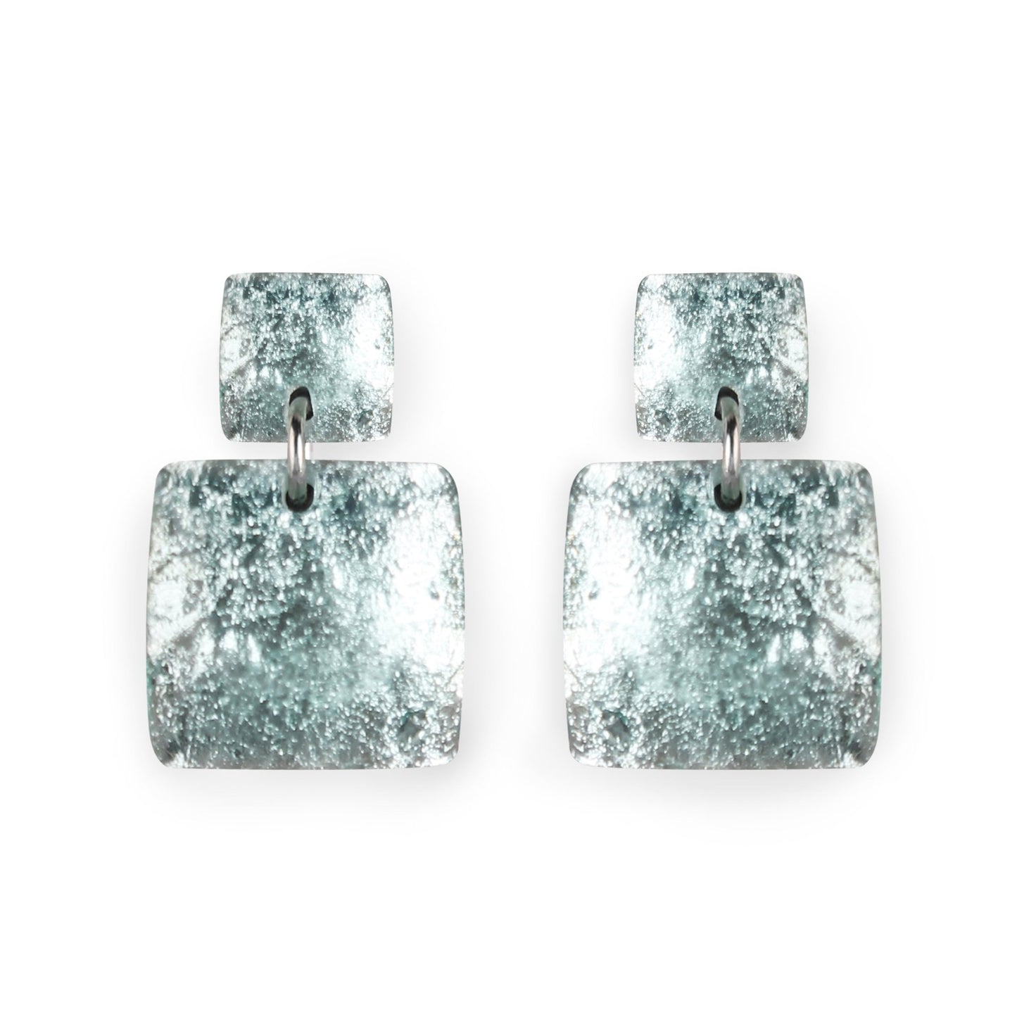 Mint Antique Square Shiny Dangle Stud Earrings | The Jewellery Stop