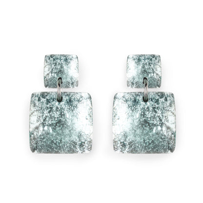 Mint Antique Square Shiny Dangle Stud Earrings | The Jewellery Stop