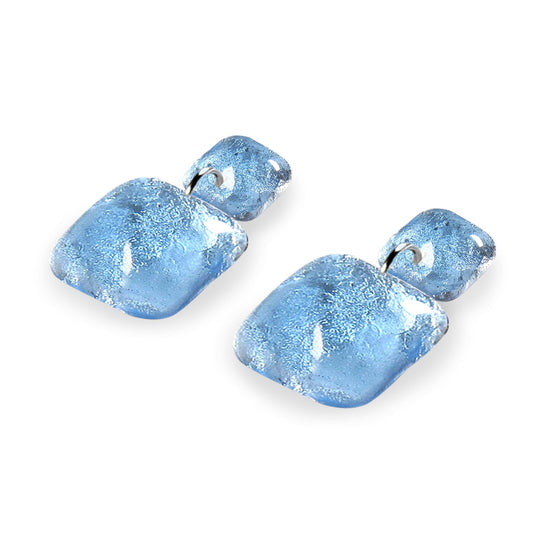 Sky Antique Square Shiny Dangle Stud Earrings | The Jewellery Stop