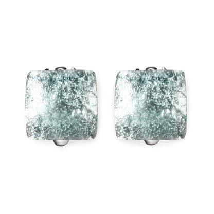 Mint Antique Square Shiny Clip Earrings | The Jewellery Stop